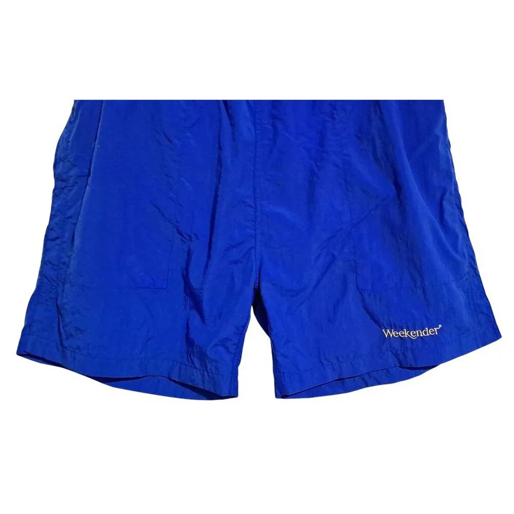 Weekender Nylon Swim Shorts‎ Mens XL Blue With Side & Back Pockets Vintage
